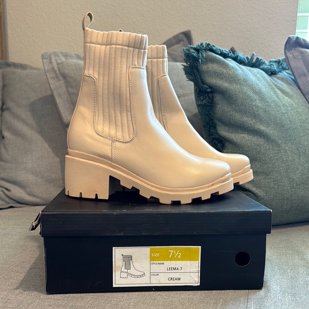 Cream Ankle Boots
